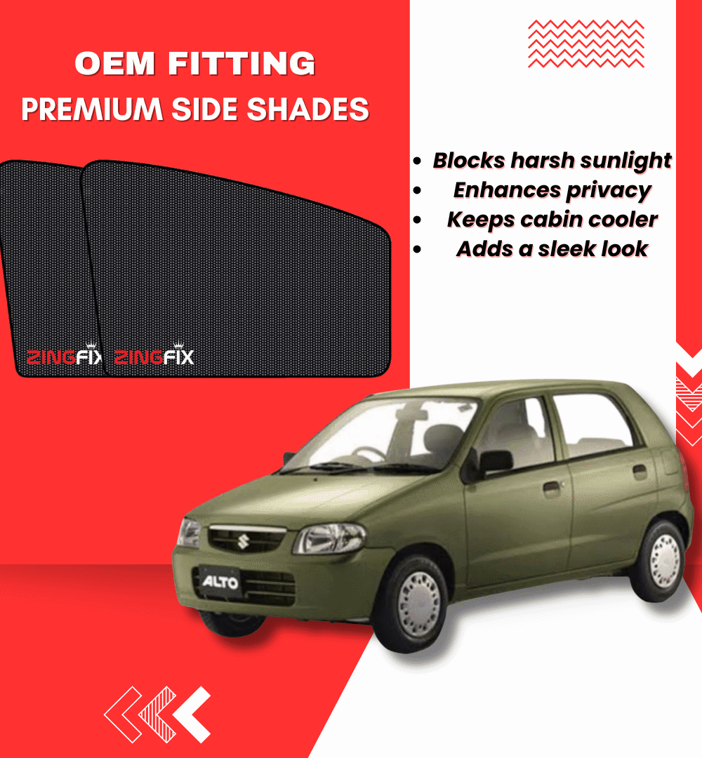 Zingfix Premium Mesh Foldable Side Window Shades for Suzuki Alto (2002-2012)