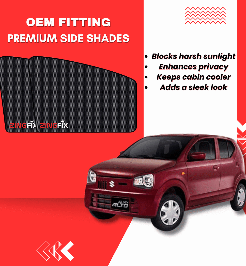 Zingfix Premium Mesh Foldable Side Window Shades for Suzuki Alto (2019-2025)