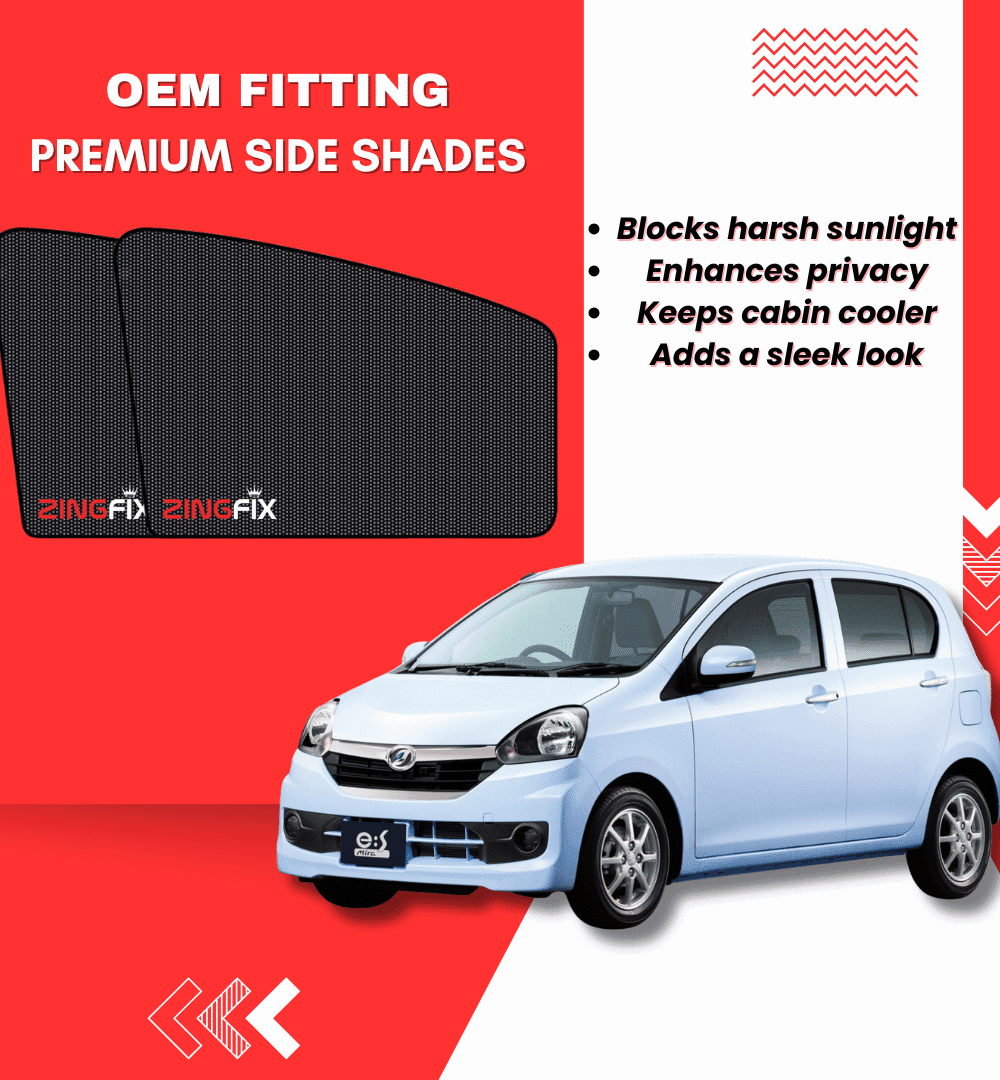 Zingfix Premium Mesh Foldable Side Window Shades for Daihatsu Mira (2012-2016)