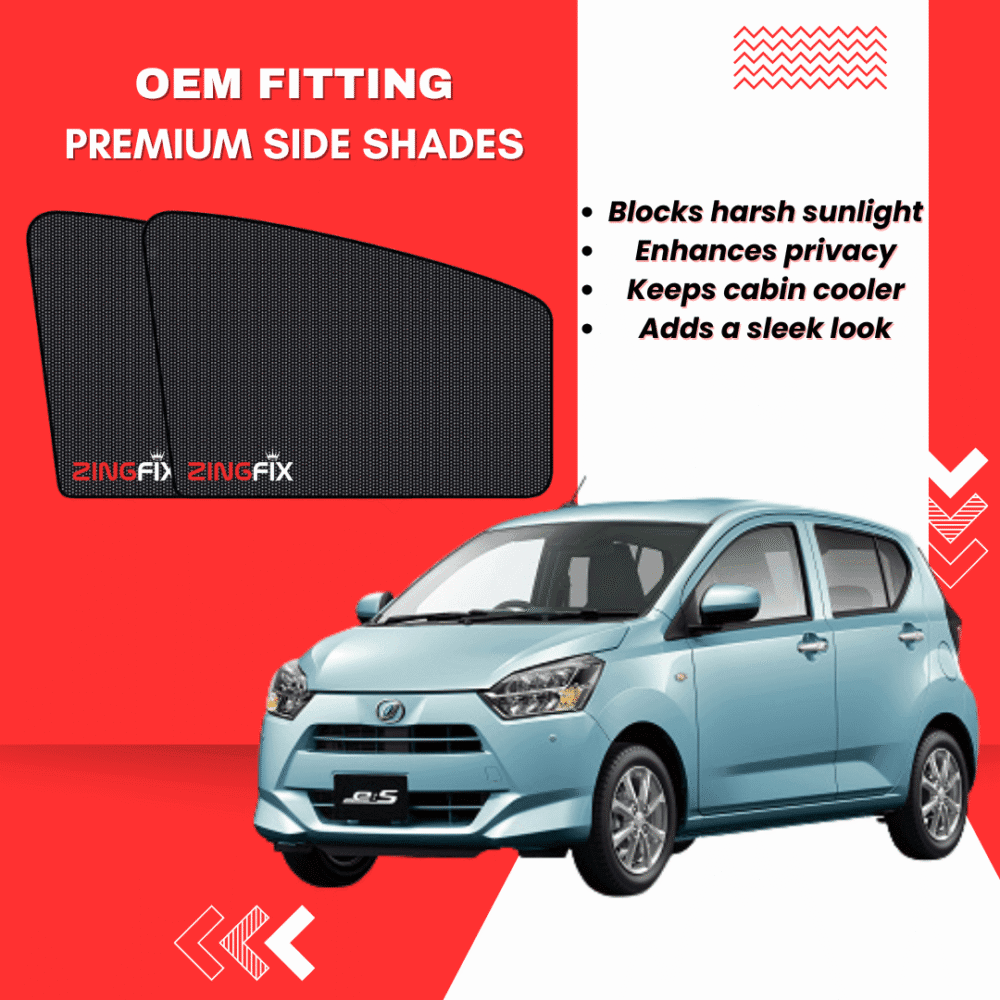 Zingfix Premium Mesh Foldable Side Window Shades for Daihatsu Mira (2017-2023)
