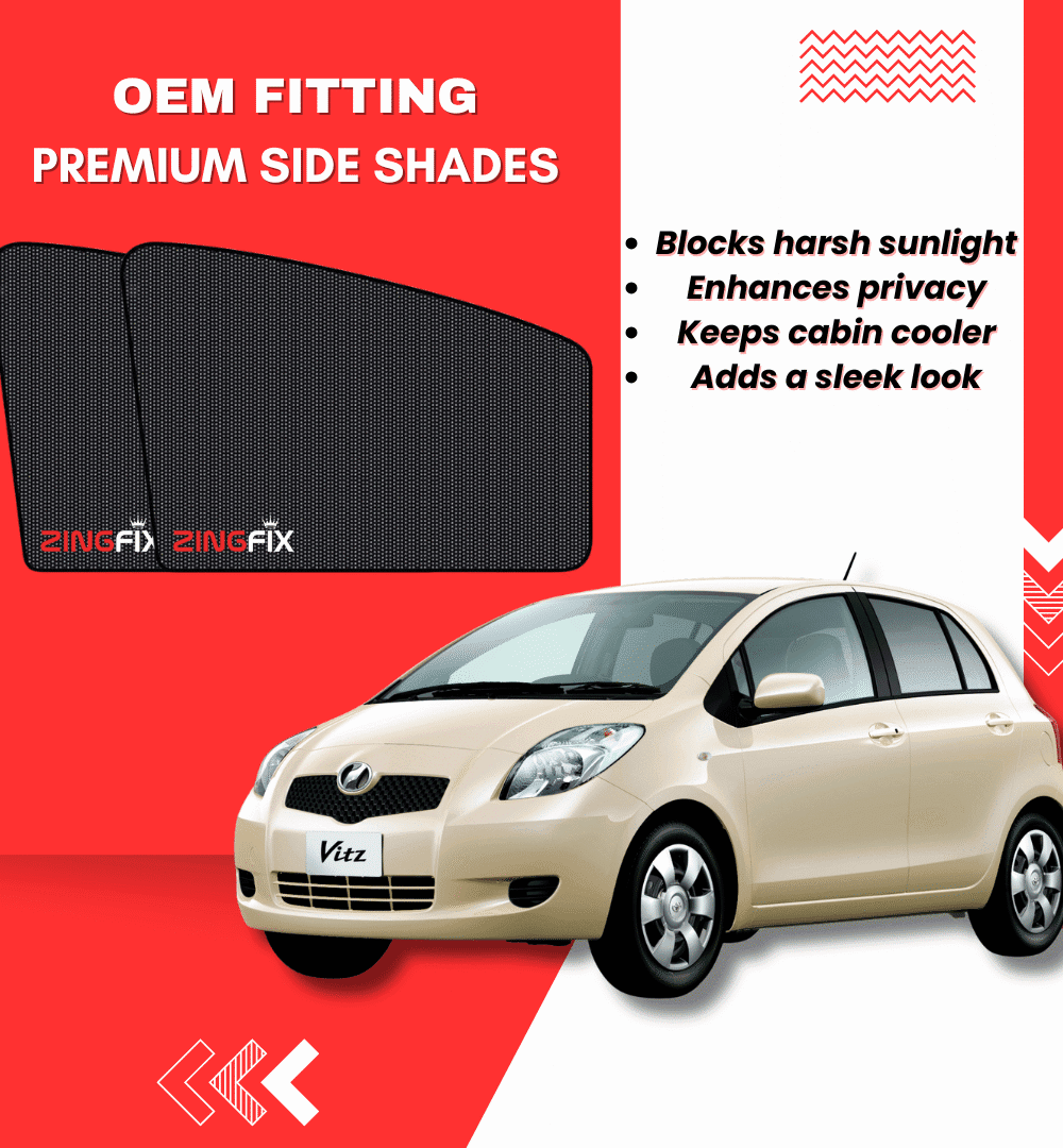 Zingfix Premium Mesh Foldable Side Window Shades for Toyota Vitz (2005-2010)
