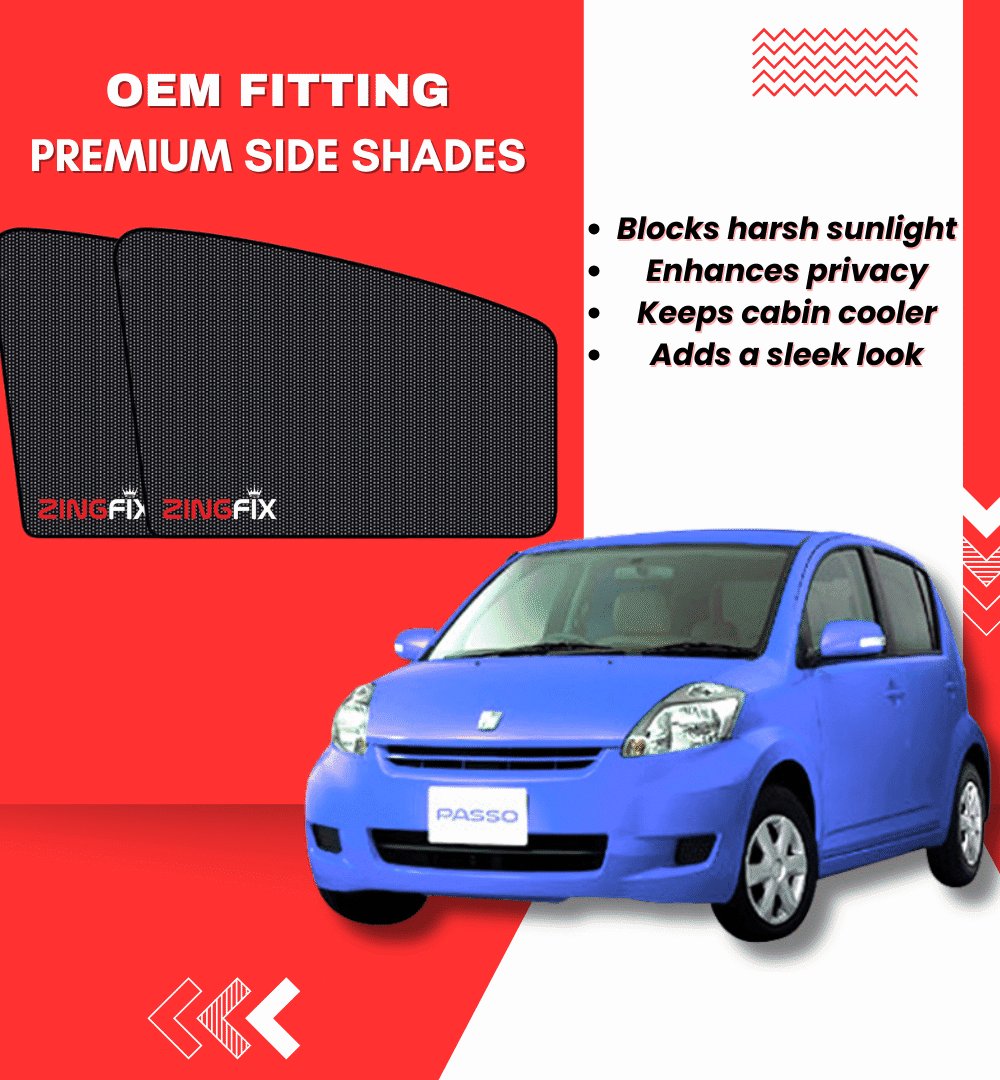 Zingfix Premium Mesh Foldable Side Window Shades for Toyota Passo (2005-2010)