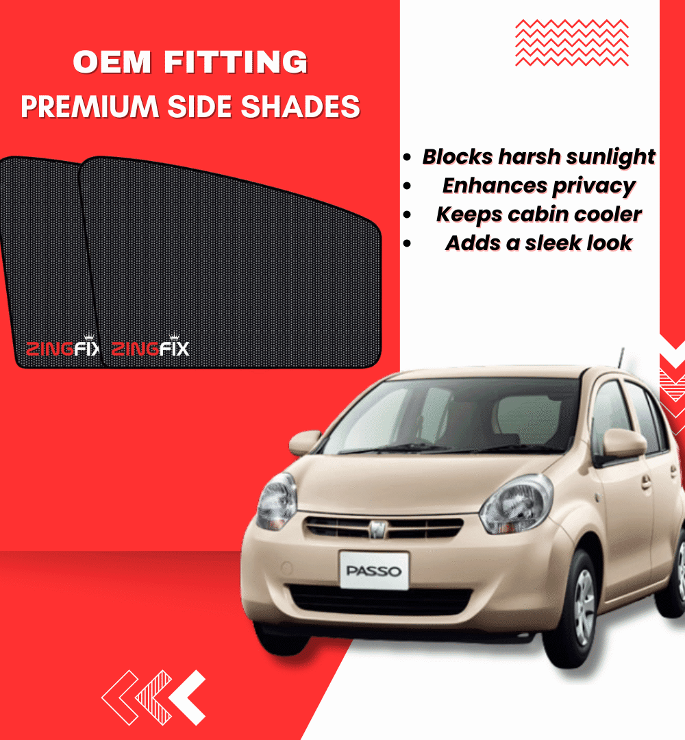 Zingfix Premium Mesh Foldable Side Window Shades for Toyota Passo (2010-2016)