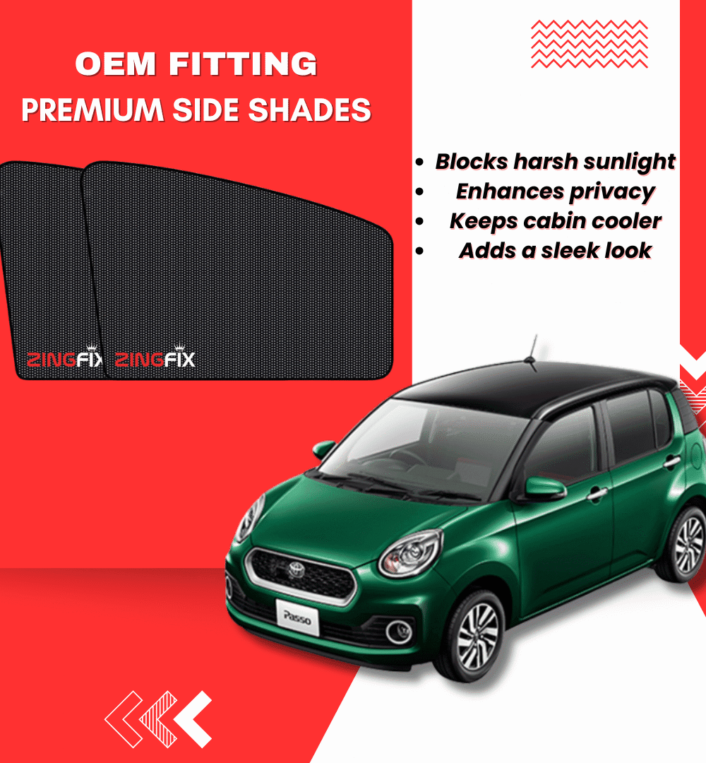 Zingfix Premium Mesh Foldable Side Window Shades for Toyota Passo (2017-2020)