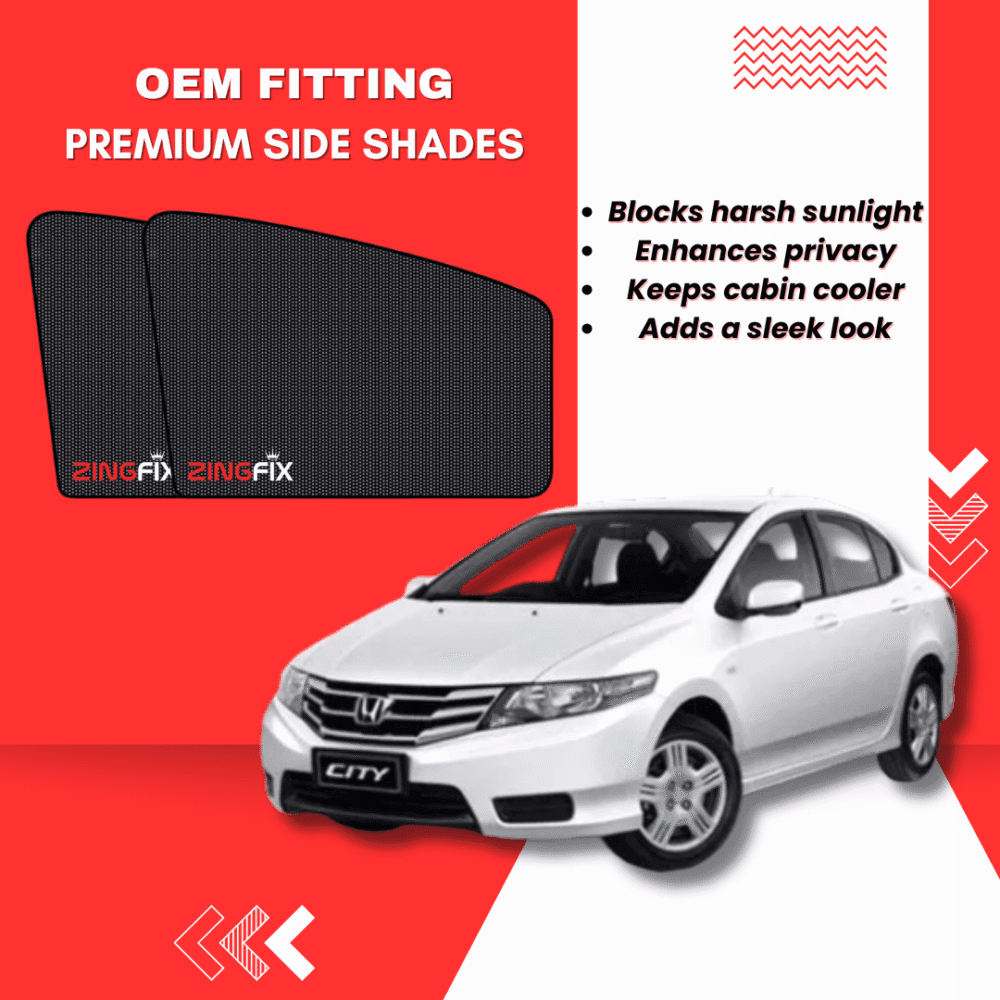 Zingfix Premium Mesh Foldable Side Window Shades for Honda City (2009-2021)