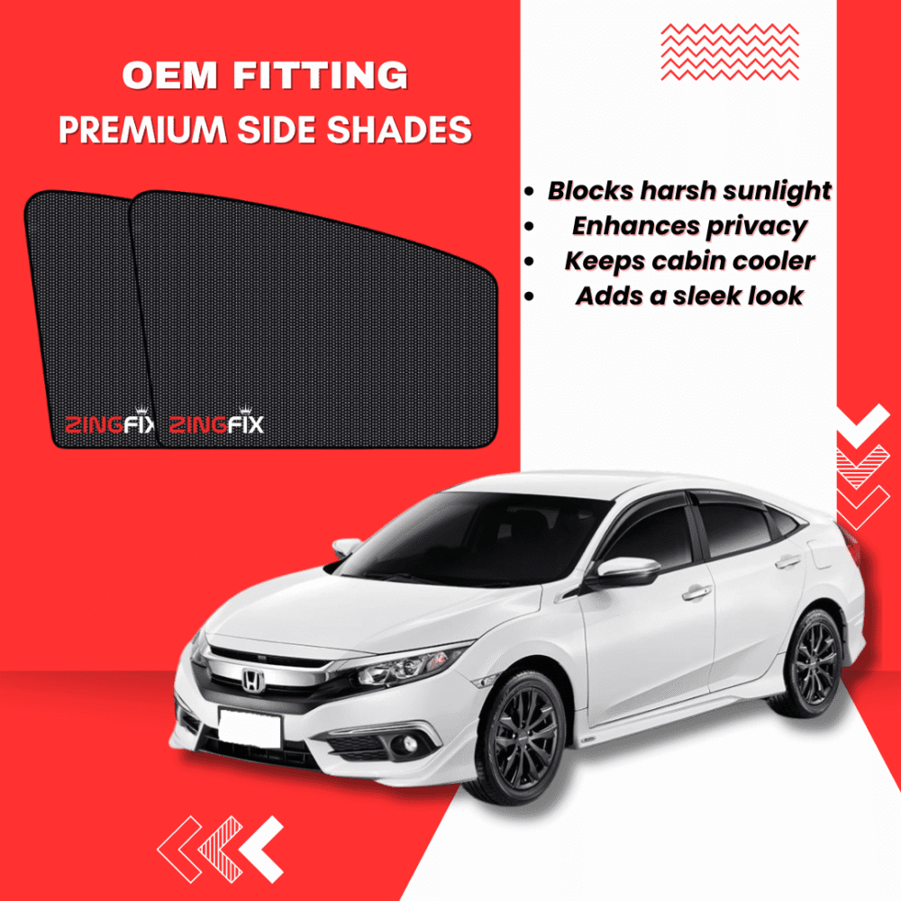 Zingfix Premium Mesh Foldable Side Window Shades for Honda Civic (2016-2021)