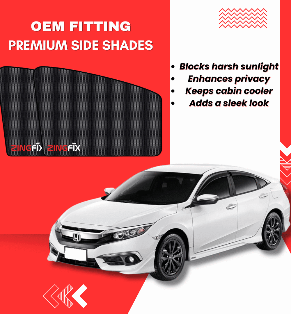 Zingfix Premium Mesh Foldable Side Window Shades for Honda Civic (2016-2021)