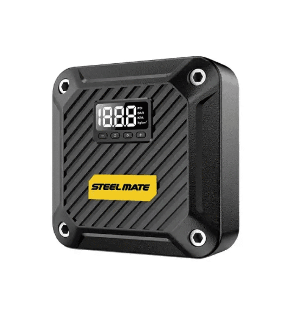 STEELMATE Portable Air Compressor T5 – 12V DC | Digital Pressure Gauge & Auto Shut-Off