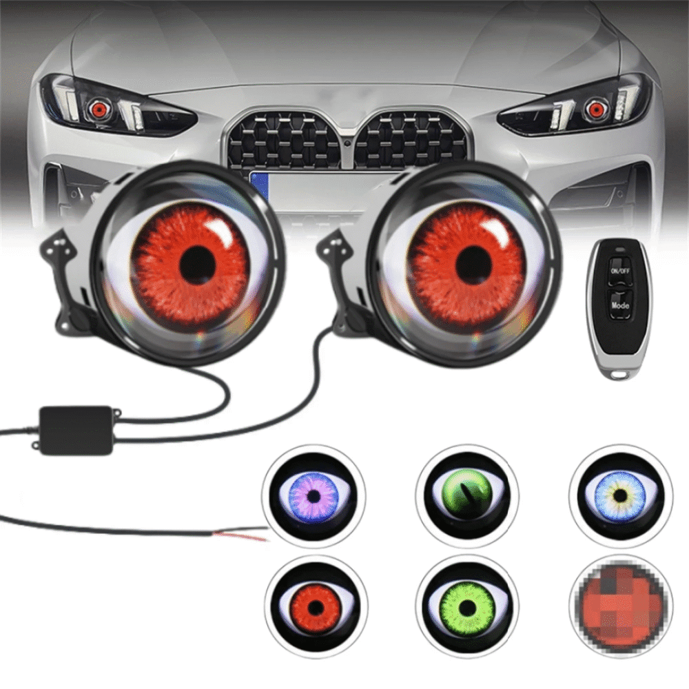 8-Pattern Devil Eyes Dynamic LED Projector – Universal Fog/Headlight