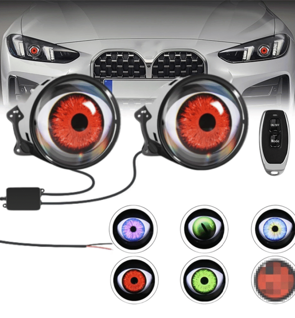 8-Pattern Devil Eyes Dynamic LED Projector – Universal Fog/Headlight
