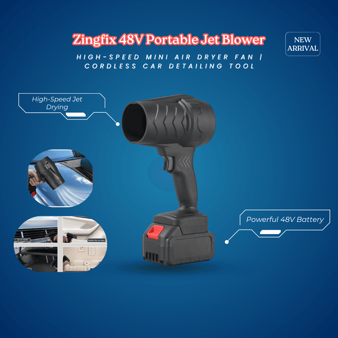Zingfix 48V Portable Jet Blower – High-Speed Mini Air Dryer Fan | Cordless Car Detailing Tool