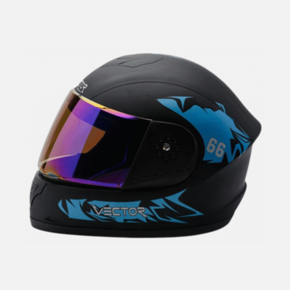 Vector Full-Face Helmet – Black with Mercury Visor & Random Stylish Graphics - Image 9