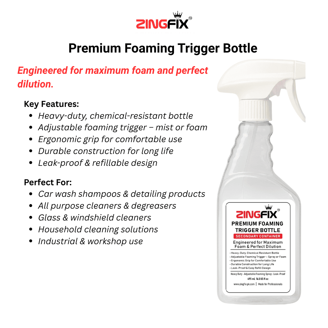 Zingfix Premium Foaming Trigger Bottle – Heavy-Duty Adjustable Spray - 495ML - Image 2