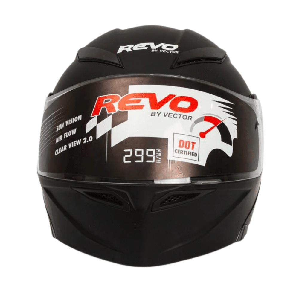 Revo Black Full Face Motorcycle Helmet – DOT Certified Large Size