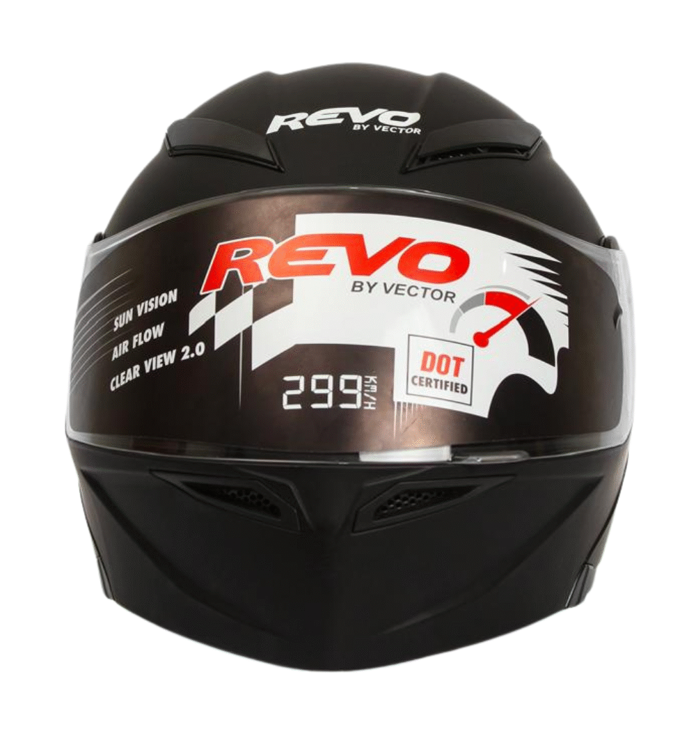 Revo Black Full Face Motorcycle Helmet – DOT Certified Large Size