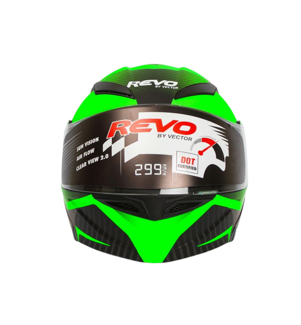 Revo Green Full Face Motorcycle Helmet – DOT Certified Large Size