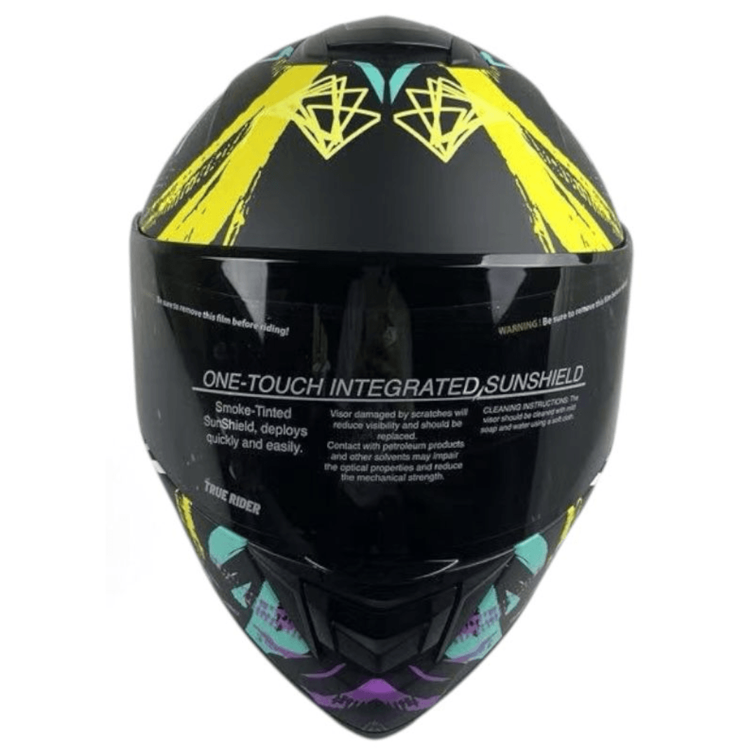 True Ride TR-701 Yellow Stripes Full Face Helmet – DOT Approved | Large - Image 4